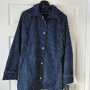 Blue Polka Dot Weatherproof Rain Jacket, Size Large, NWT